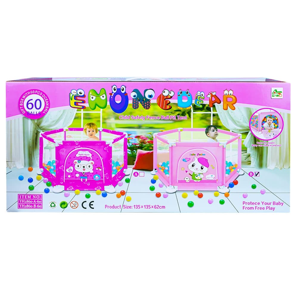 Tarc de joaca, fete + 50 mingiute, 135x135x62.6 cm — miniatură