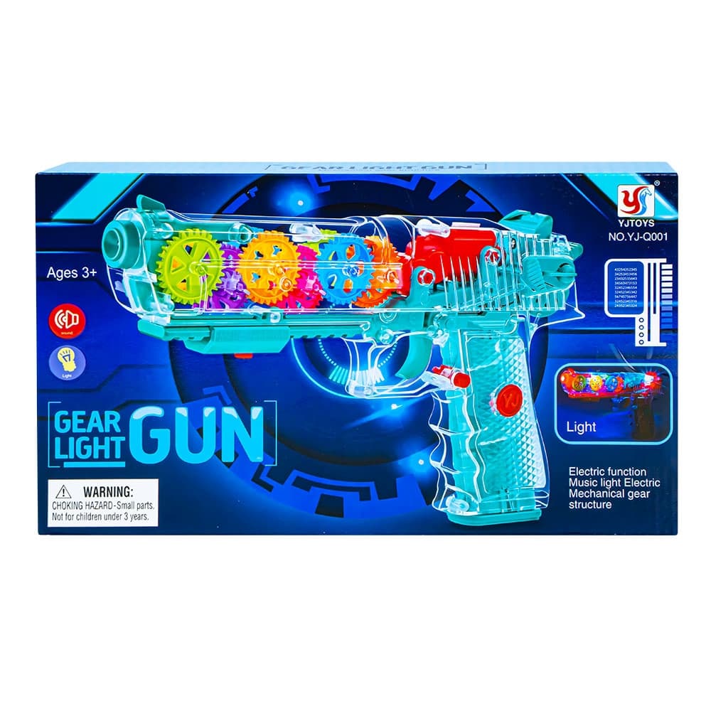 Pistol, carcasa transparenta, cu lumina si sunet — miniatură
