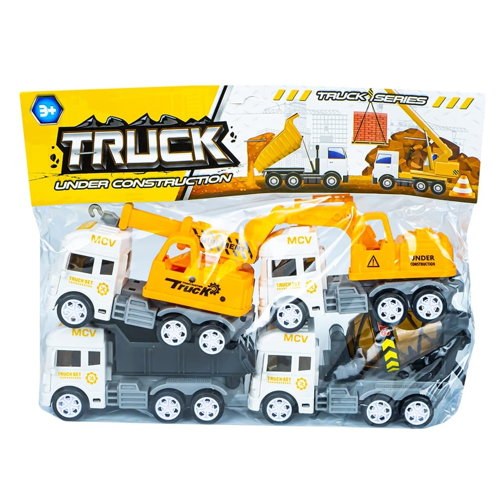 Masini constructie frictiune, 4 buc/set — miniatură