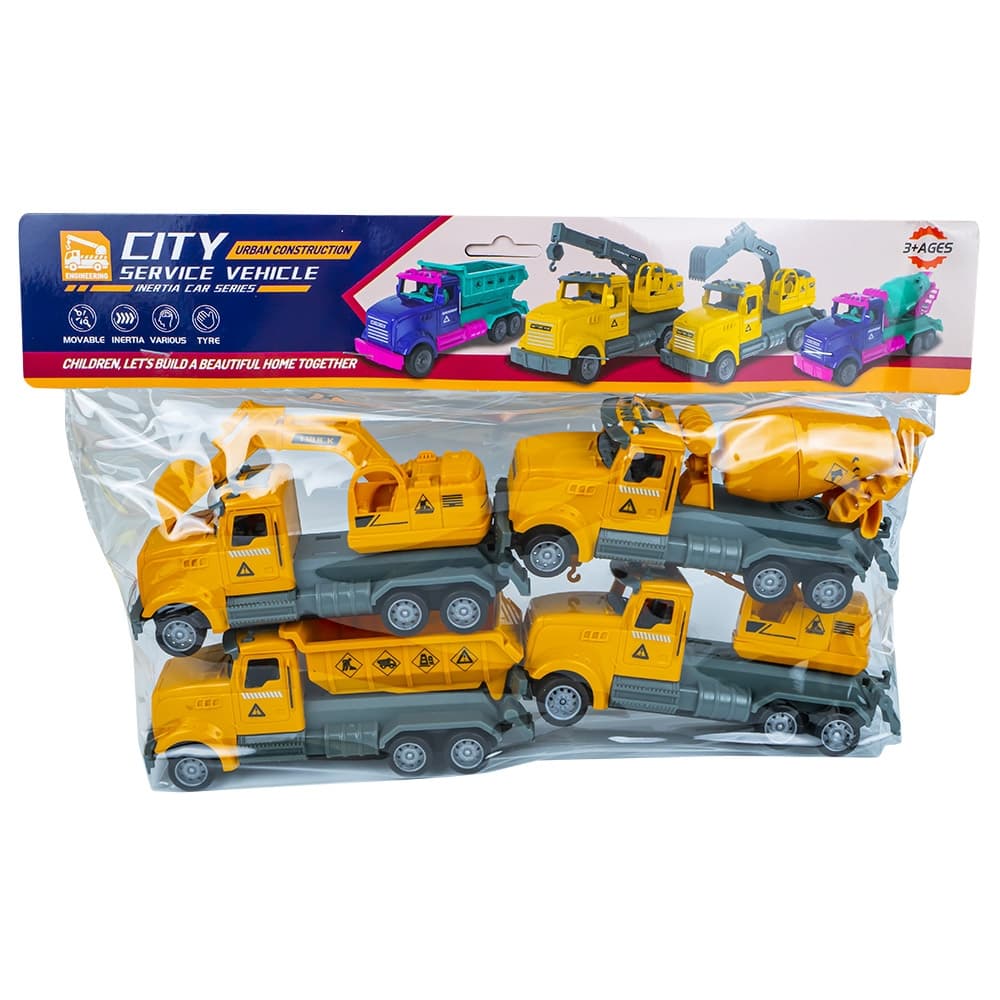 Masini constructie frictiune, 4 buc/set — miniatură