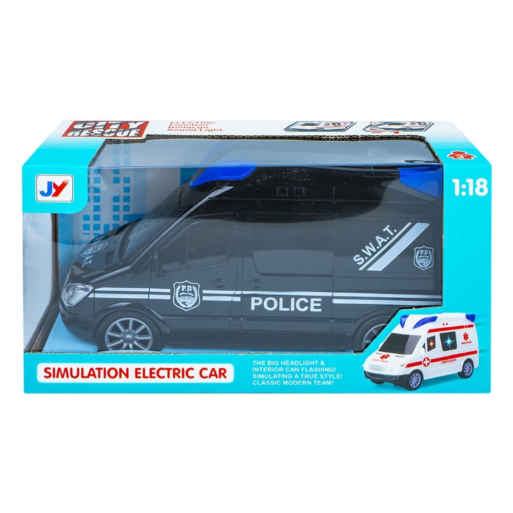 Masina politie, cu baterii, 21.5x9.5x12 cm — miniatură