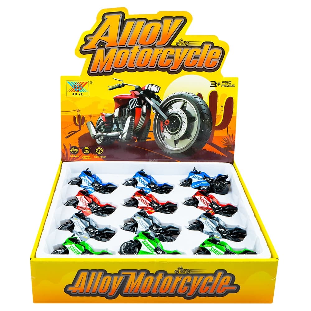 Motociclete frictiune din metal, 12 buc/set — miniatură