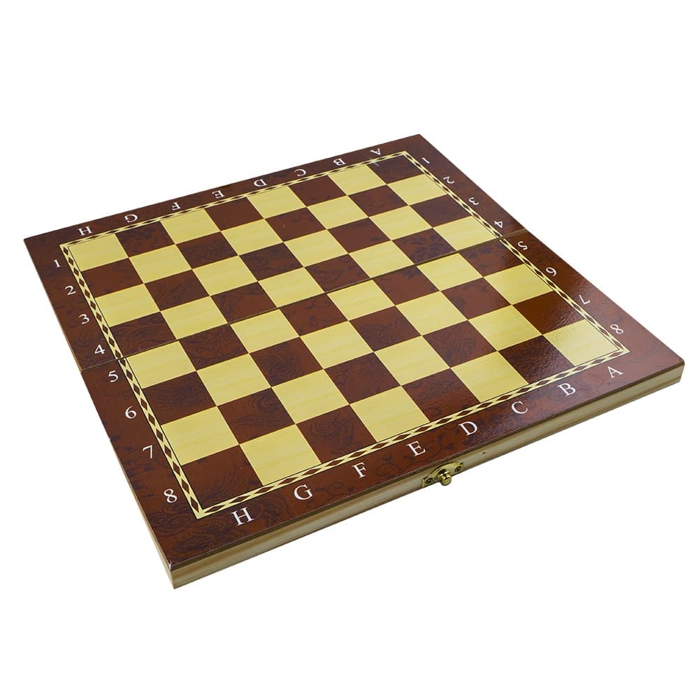 Joc 3 in 1: sah, table, dame! Cutie lemn, 39.5x19.5 cm — miniatură