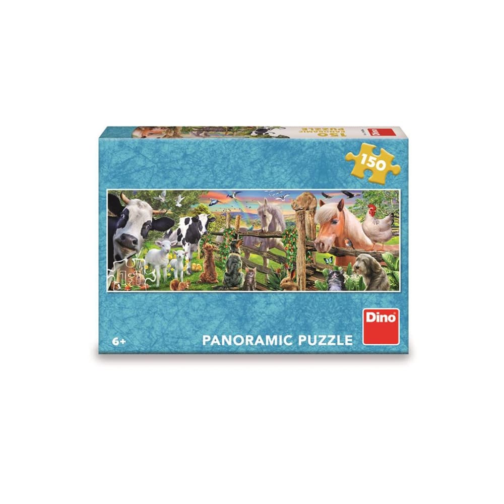 Puzzle 150 piese, panoramic, Animale ferma - DINO TOYS — miniatură