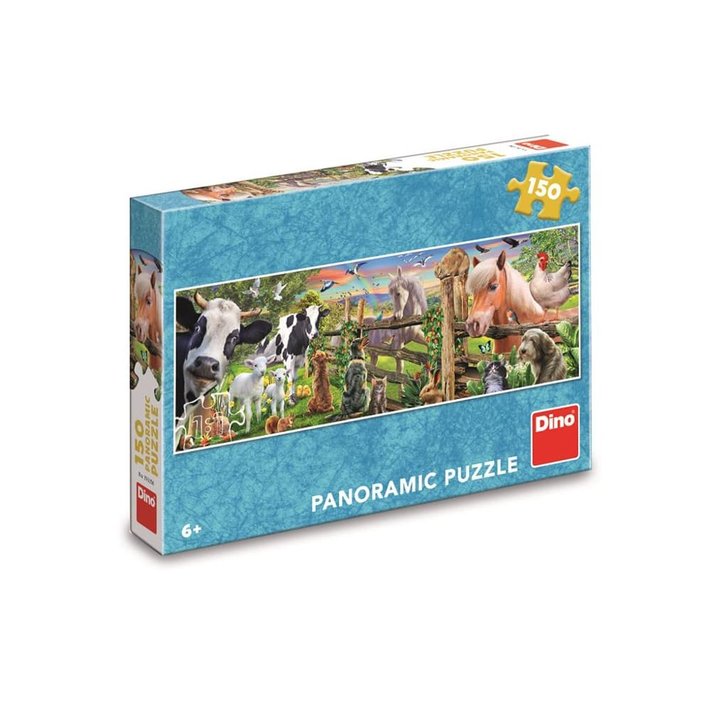 Puzzle 150 piese, panoramic, Animale ferma - DINO TOYS — miniatură