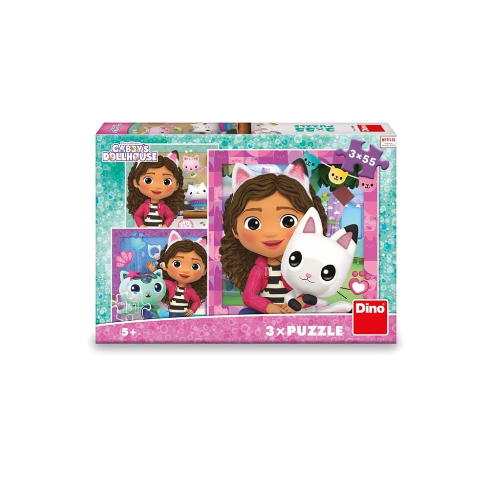 Puzzle 3x55 piese, Gabby si prietenii - DINO TOYS — miniatură