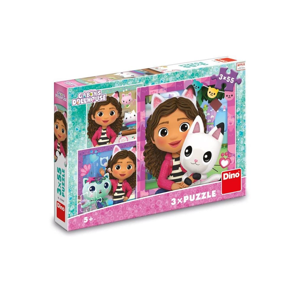 Puzzle 3x55 piese, Gabby si prietenii - DINO TOYS — miniatură