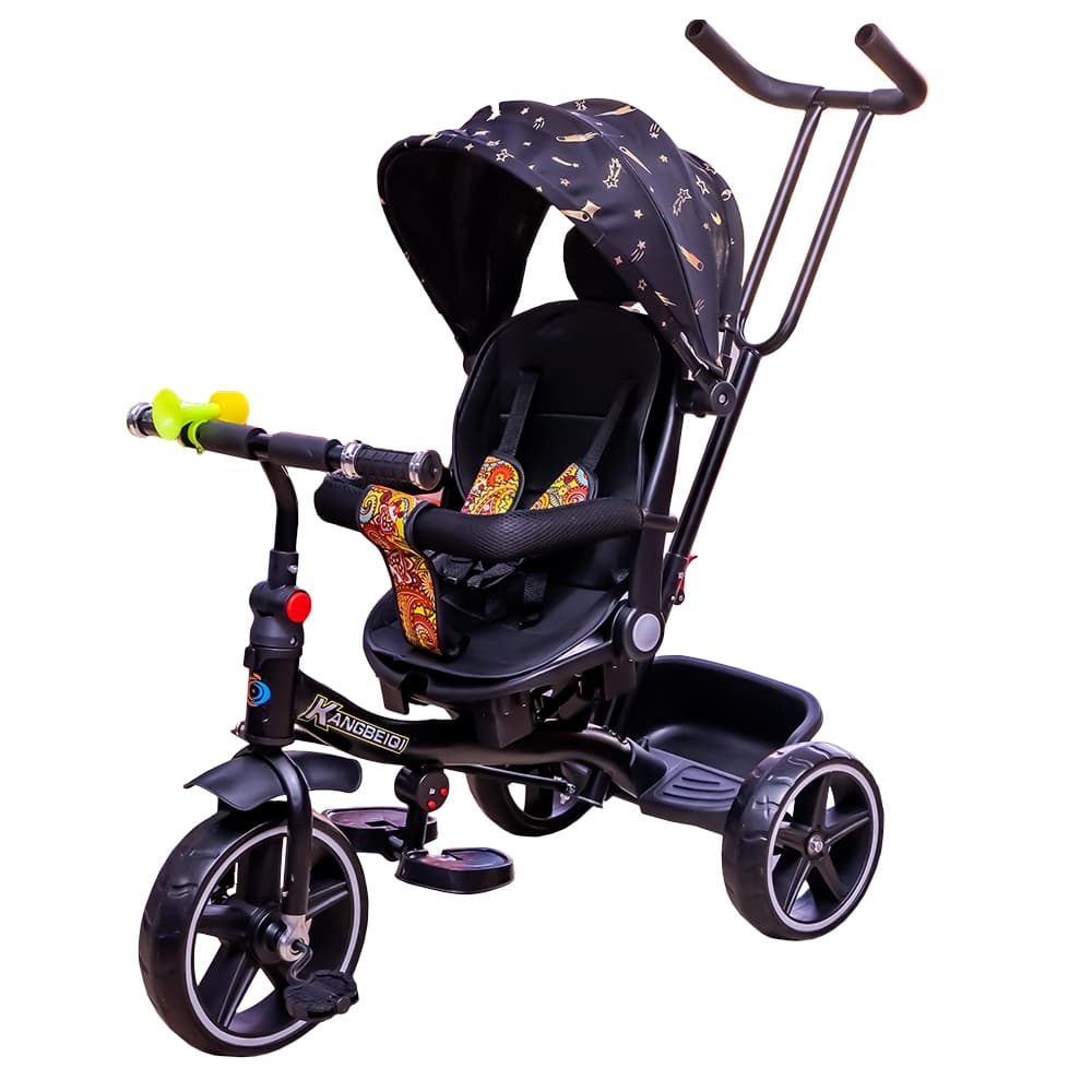 Tricicleta cu pedale, maner si parasolar — miniatură