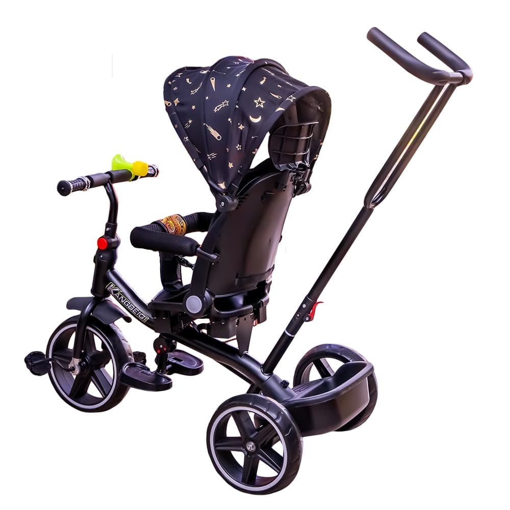 Tricicleta cu pedale, maner si parasolar — miniatură