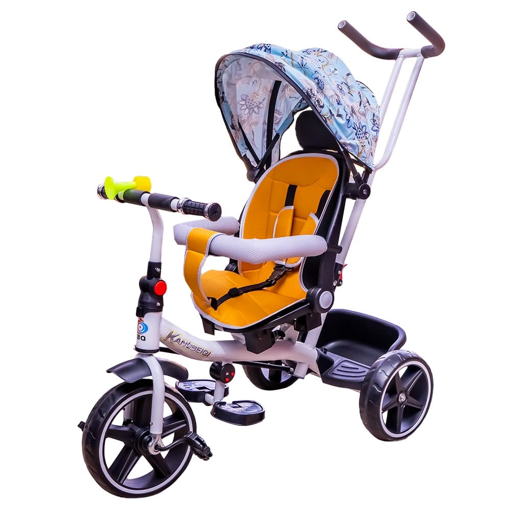 Tricicleta cu pedale, maner si parasolar — miniatură