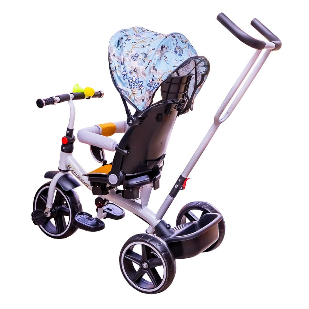 Tricicleta cu pedale, maner si parasolar — miniatură
