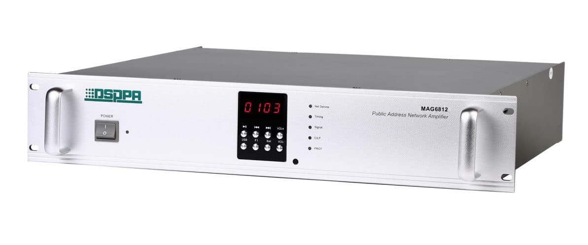 Amplificator de retea 120W pe 100V DSPPA MAG6812, USB / SD / AUX / MIC, ecran digital