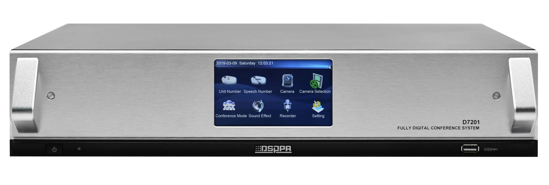 Controller Full Digital de Audioconferinta DSPPA D7201, cu ecran touch de 4.3", max.4096 microfoane, protocol Dante
