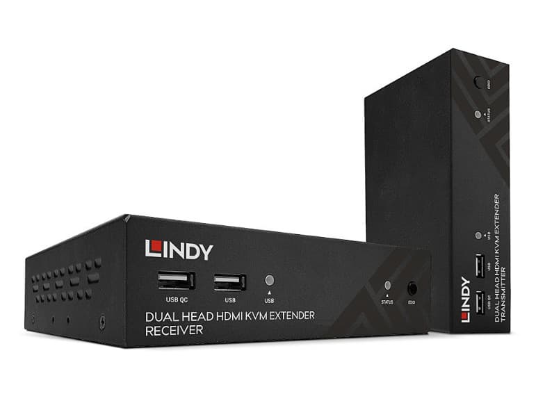 Extender KVM HDBaseT Cat.6 cu două capete HDMI, USB, IR și RS-232, 100 m, Lindy 39374