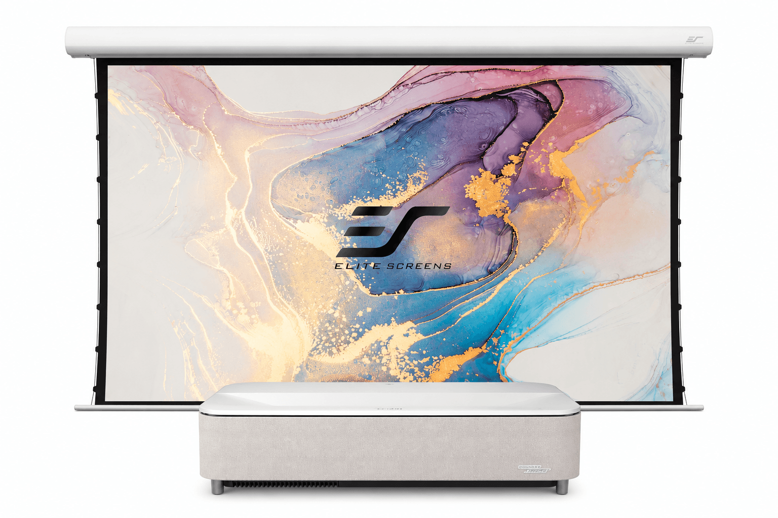 Pachet Epson Lifestudio Grand Plus EH-LS970W + Elite Screens Saker SKT100XH-CLR-E12, UST 4K, 4000 lumeni, Google TV, Sou