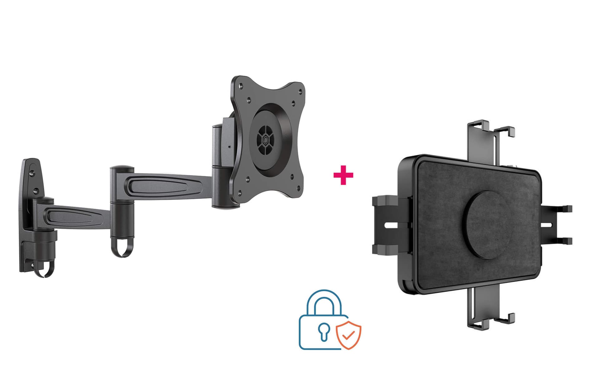 Suport perete tableta securizat, brat lung flexibil 360° MB-3299 + MB-0341