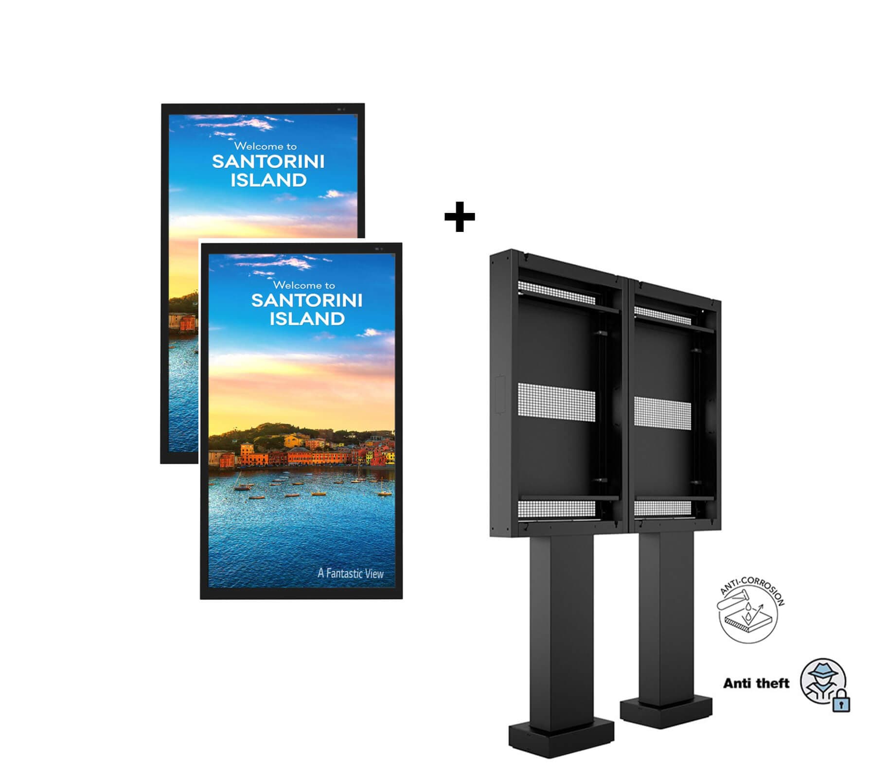 Kiosk / Totem Outdoor back-to-back 55'' - Multibrackets MB-6985 si Display DISPRO-E-LG-55XE4P-B, 55",4000 nits