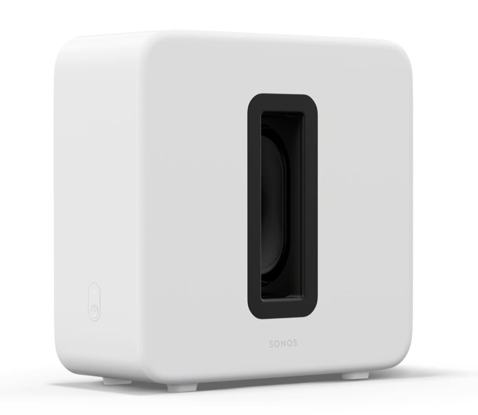 Subwoofer wireless Sonos Sub 4, Două woofere eliptice de 5"x 8”, alb