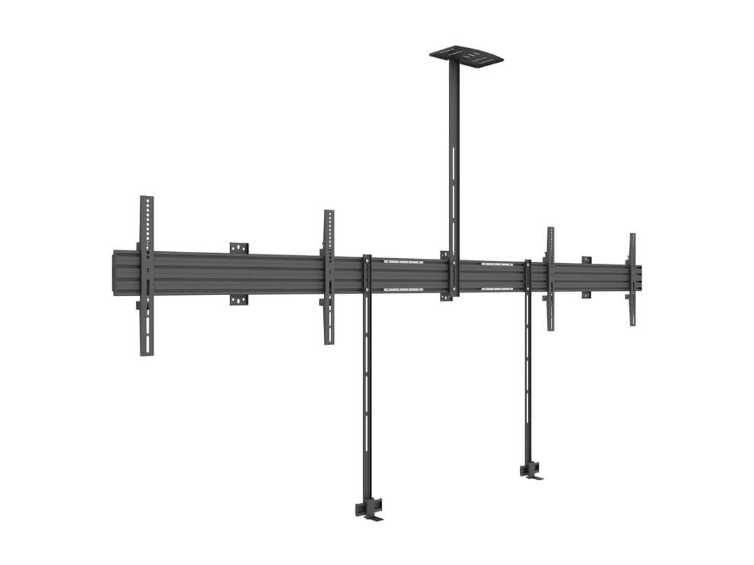 Suport dual display side by side, 32 – 75” cu polita pentru webcam si suport soundbar, Multibrackets MB-8915