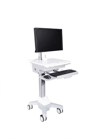 Cărucior mobil workstation Multibrackets MB-0773, până la 27", max. 8 kg, argintiu/alb
