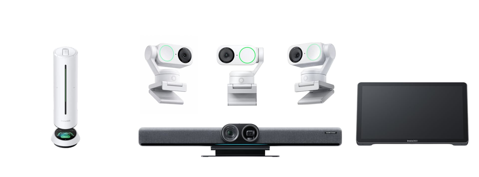 Pachet Videoconferință Insta360 Connect + Connect Touch + 3 x Link 2 + Wave – alb– soluție enterprise AI pentru săli mar
