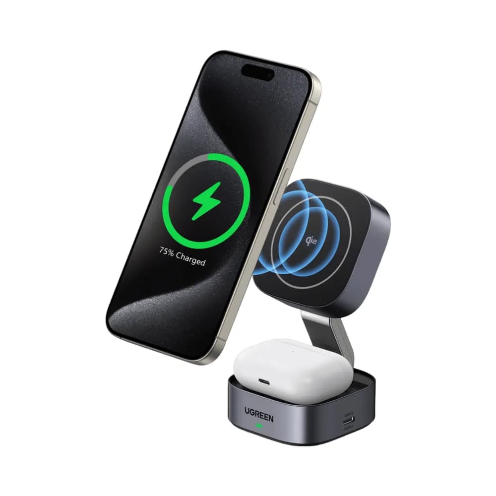 INCARCATOR wireless Ugreen "W702", Qi2 25W, compatibilitate smartphones, cablu Type-C la Type-C inclus, argintiu "35316" - 6941876233168