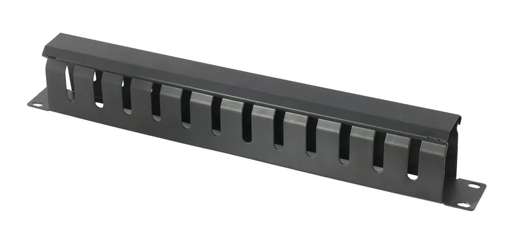 PANOU gestionare cabluri SPACER, tip masca orizontala cu capac, 19 inch, 1U, negru, "SPCM-1UC-BK-03"