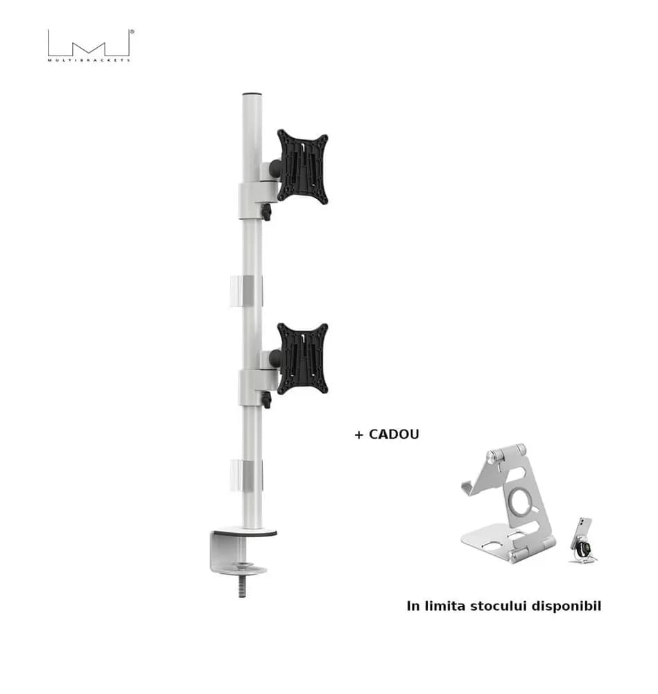 Suport monitor Multibrackets MB-5297 Officeline Dual Vertical B2B, 15"-30", max.8kg/ecran, alb