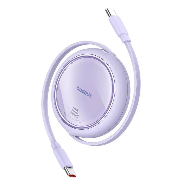 CABLU alimentare si date Baseus Free2Draw Mini, Fast Charging Data Cable pt. smartphone, retractabil, USB Type-C la USB Type-C 100W, 1m, violet "P10364500511-00" - 6932172647544