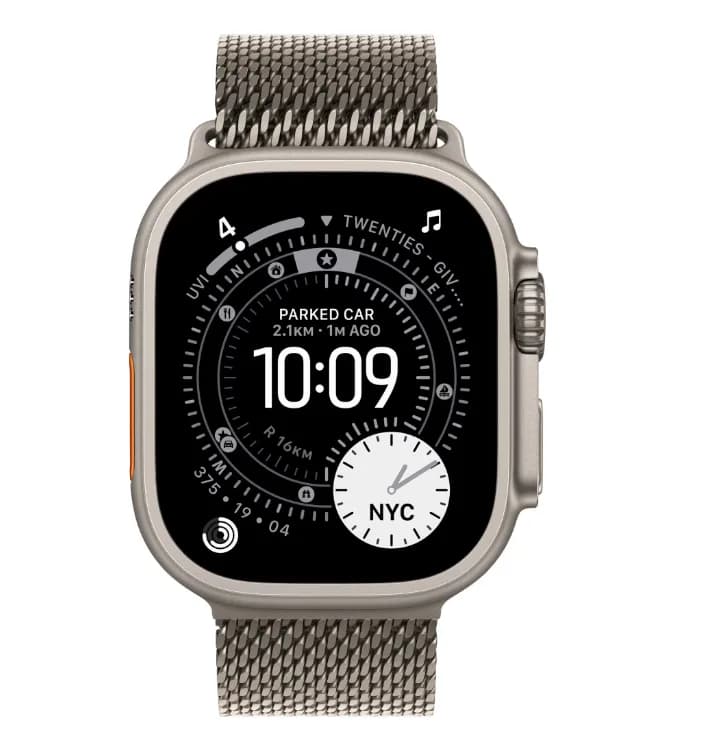Apple Watch Ultra 3 GPS + Cellular 49mm Natural Titanium Case with Natural Titanium Milanese Loop - Small