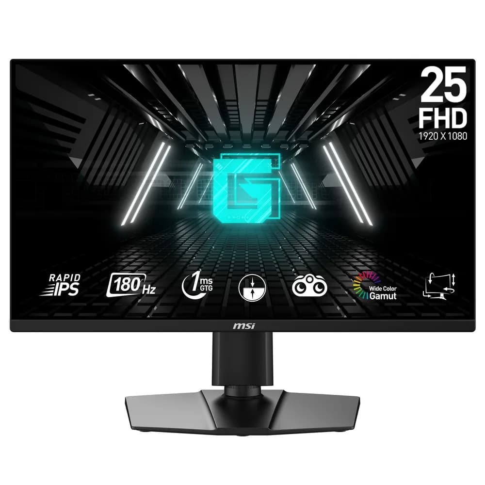 Monitor MSI G255PF E2, IPS, 24.5 inch, Full HD, 1920x1080, HDMI, DisplayPort, Boxe, Pivot, 180Hz, 1ms, Negru "G255PF E2"