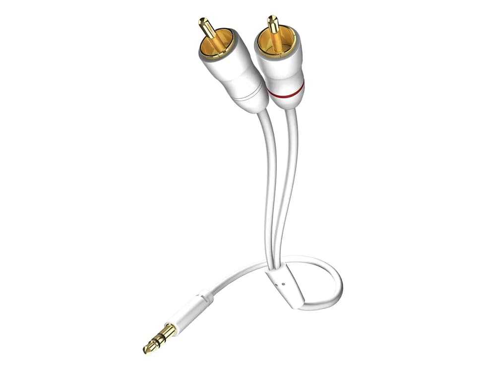 Cablu de legatura jack 3.5" la 2xRCA Inakustik Star, 1.5m, Gold plated, ecranat cu folie, alb, cod 003100015