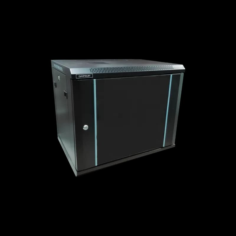 Rack DATEUP 19'' 9U 600x600, de perete, usa din sticla, panouri detasabile si securizate, dezasamblat capacitate 70kg, negru RAL9004, "MP.6609.9001"