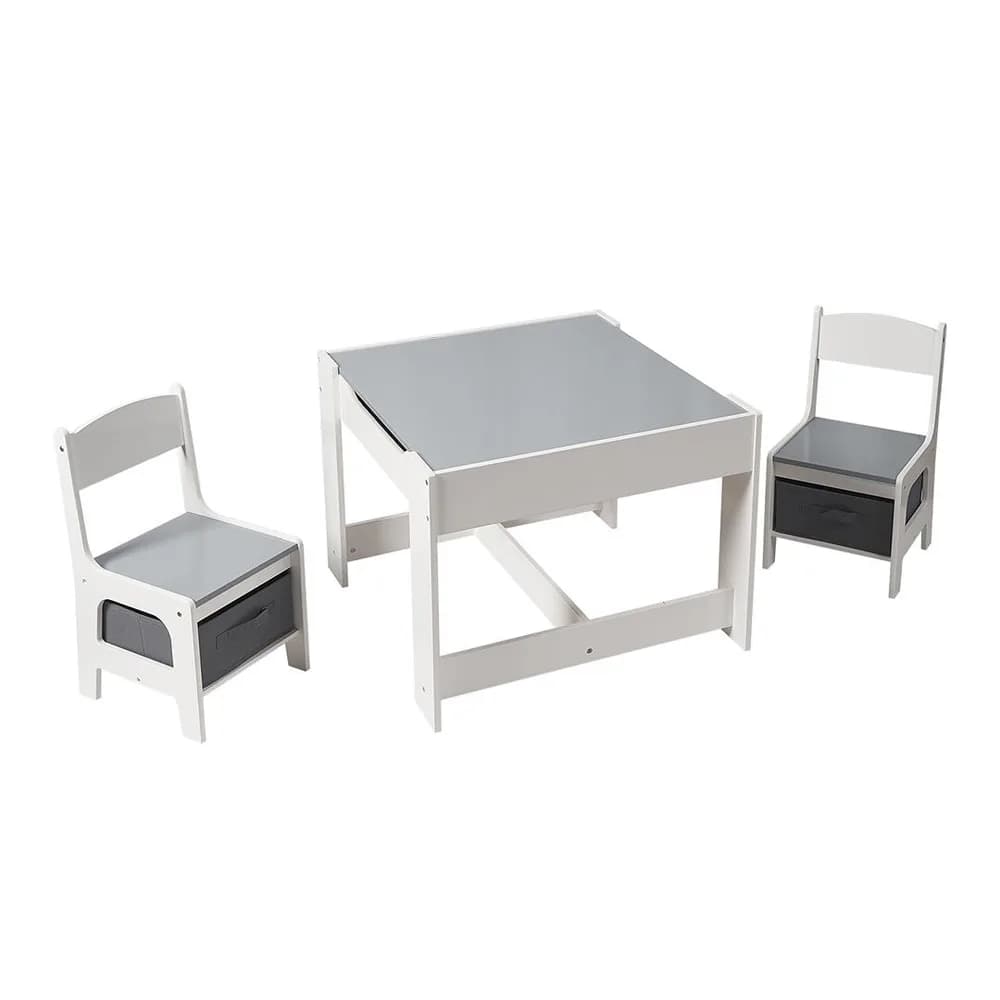 Set masuta si 2 scaune pentru copii , alb MDF, U-Grow