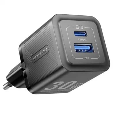 Alimentator retea Vention 30W, 1 x USB Type-C, 1 x USB, 5V/3A, PD 3.0, QC 3.0, QC 4.0, negru, "FEQB0-EU" - 6922794782204