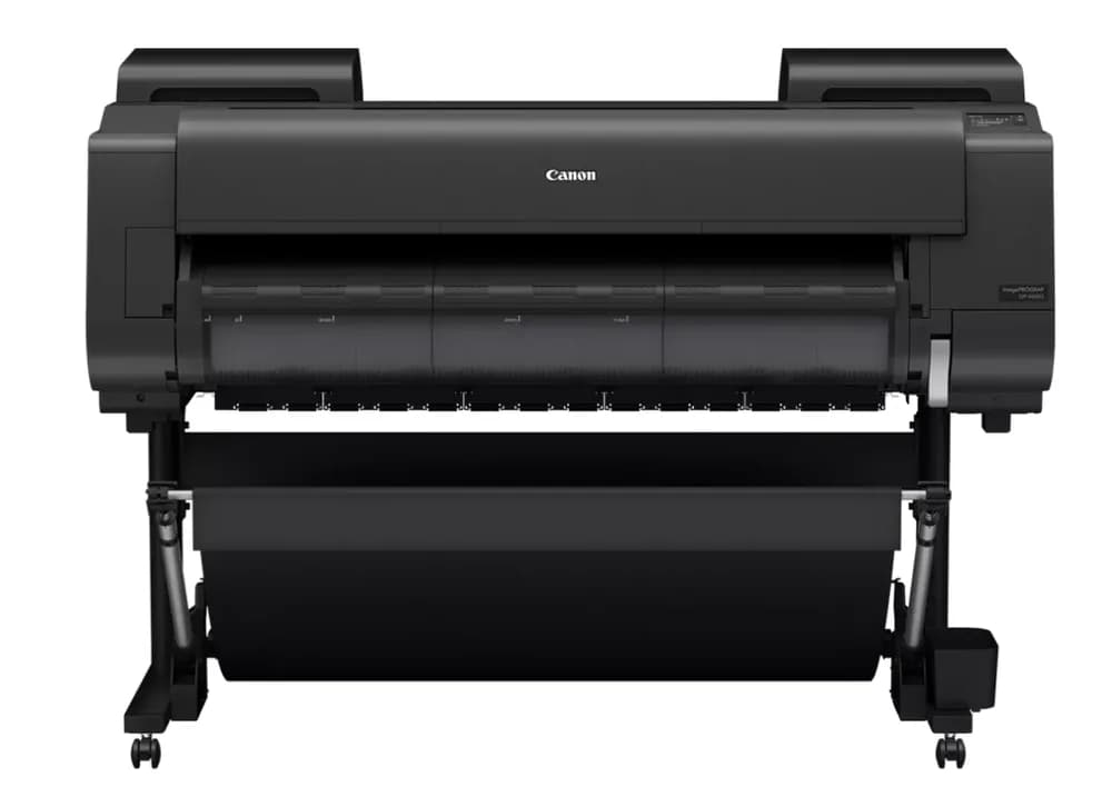 Plotter Canon GP-4600S A0 44", 7 culori, Rezolutie printare: 2,400 x 1,200 dpi, 18.432 de duze (MBK/C/M/Y/O: 1536 de duze x2, PBK/GY: 1536 de duze x1), Cerneluri pe bază de pigmenţi: 7 culori (negru mat, negru foto, cyan, magenta, galben, gri, portocaliu), Apple AirPrint, Limbaje de printare: PDF