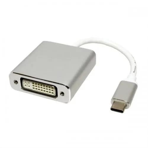 CABLU video SPACER, adaptor USB Type-C (T) la DVI-I DL (M), 15cm, rezolutie maxima 4K UHD (3840 x 2160) la 30 Hz, silver, "SP-CM-DVIF-01"