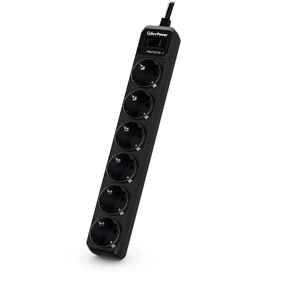 PRELUNGITOR CYBER POWER, Schuko x 6, conectare prin Schuko (T), cablu 1.8 m, 10 A, protectie supratensiune, negru, "B0620SC0-DE"