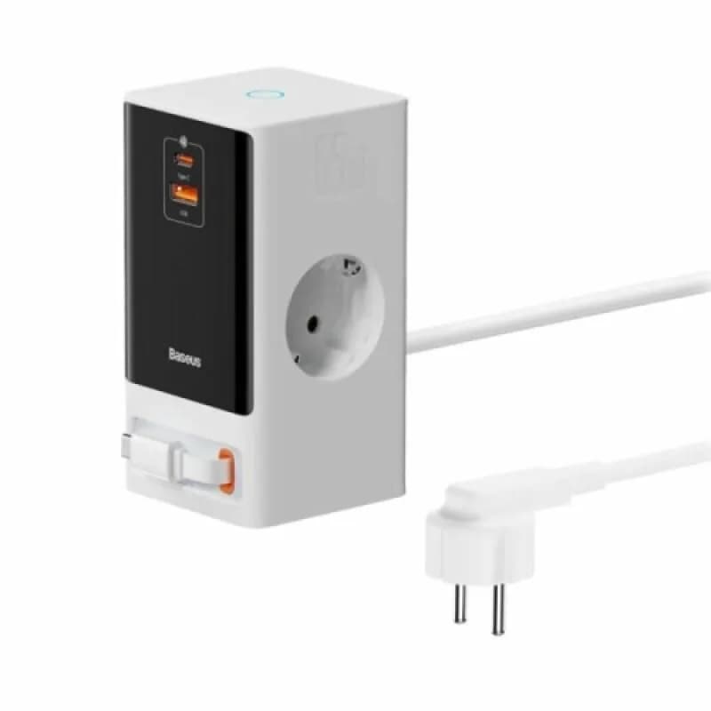 Incarcator retea Baseus PowerCombo Powerstrip, 65 W, 4 porturi, Alb