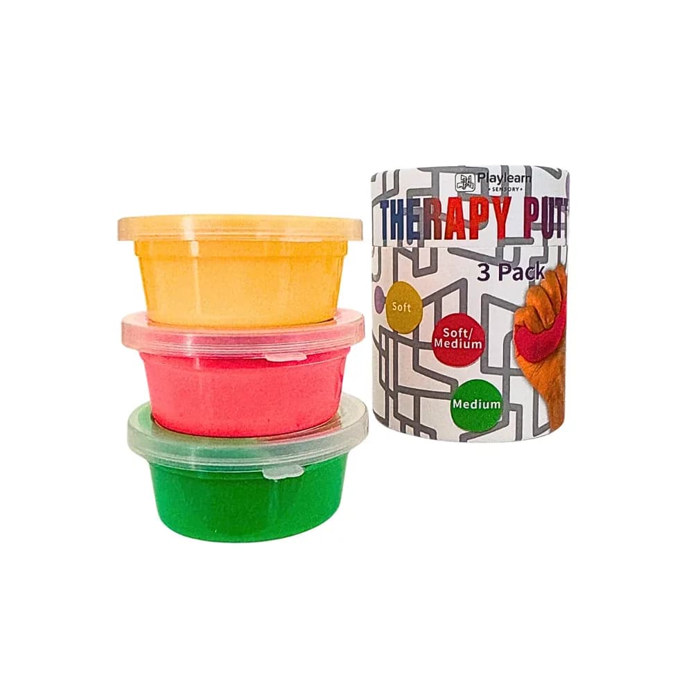 Plastilină Terapeutică (Set de 3) Moale (Galben), Moale/Medie (Roșu) și Medie (Verde)