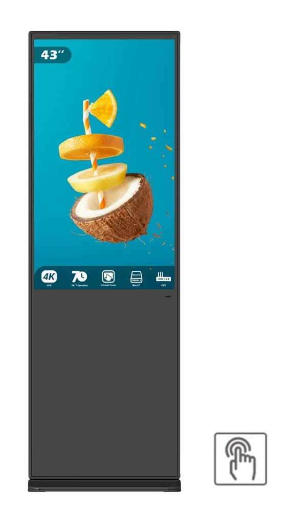 Totem Indoor interactiv TP- 430H EVOBOARD, 43", IR touch, slot OPS, fara sistem de operare