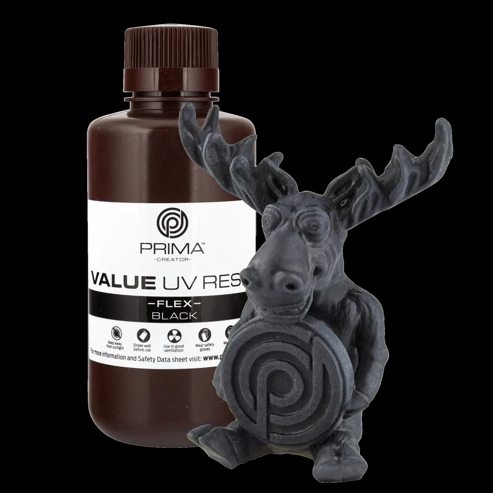 Rășină 3D PrimaCreator Value Flex UV – 500 g – Black