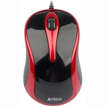 MOUSE A4tech, "N 350", PC sau NB, cu fir, USB, optic, 1000 dpi, butoane/scroll 3/1, negru / rosu, "N-350-2"