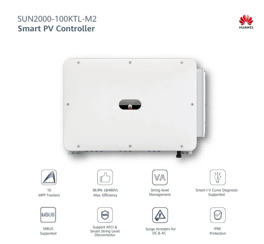 INVERTER HUAWEI SUN2000-100KTL-M2, AFCI, DC-SPD I+II
