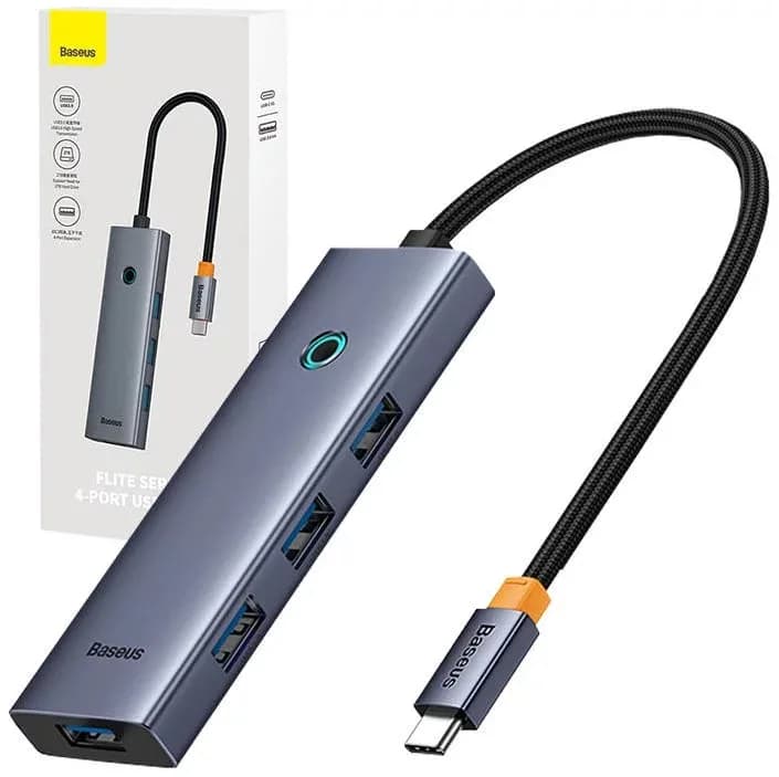 HUB USB Baseus UltraJoy 4 in 1, input USB Type-C, output 4 x USB 3.0, gri "B0005280A813-03" - 6932172630829