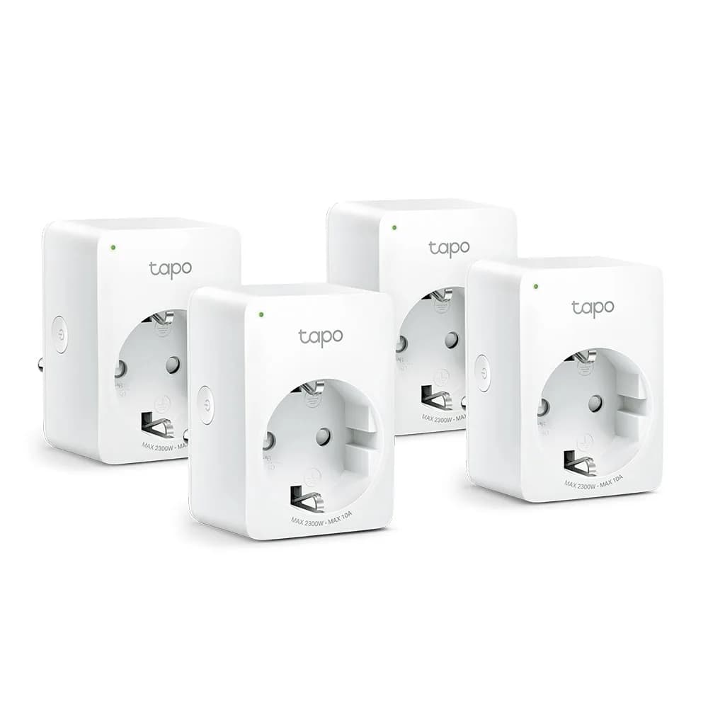 PRIZA inteligenta TP-LINK, Schuko x 1, conectare prin Schuko (T), 10 A, programare prin smartphone, Bluetooth, WiFi, alb "Tapo P100(4-pack)"