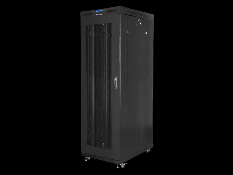 Cabinet rack Lanberg Free standing, size 19", ITC 27U, maximum static load 1200 kg, LCD panel, 6 slot uri pentru ventilatoare, greutate 111 kg, negru