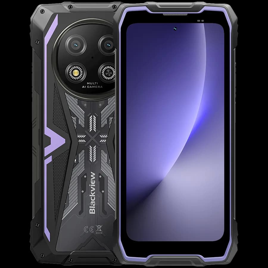 Blackview ROCK 2 5G 6.67-inch HD+ 1640x720 120Hz 12+256GB Unosoc T8100 Octa-Core 2.2GHz 13MP Front 16MP Rear NFC FG MIL-STD-810H 15000mAh Fingerprint Android 16 Purple "BVROCK2_P12_EU"