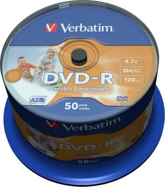 DVD-R VERBATIM 4.7GB, 120min, viteza 16x, 50 buc, Single Layer, spindle, printabil, "Wide Inkjet Printable" "43533"