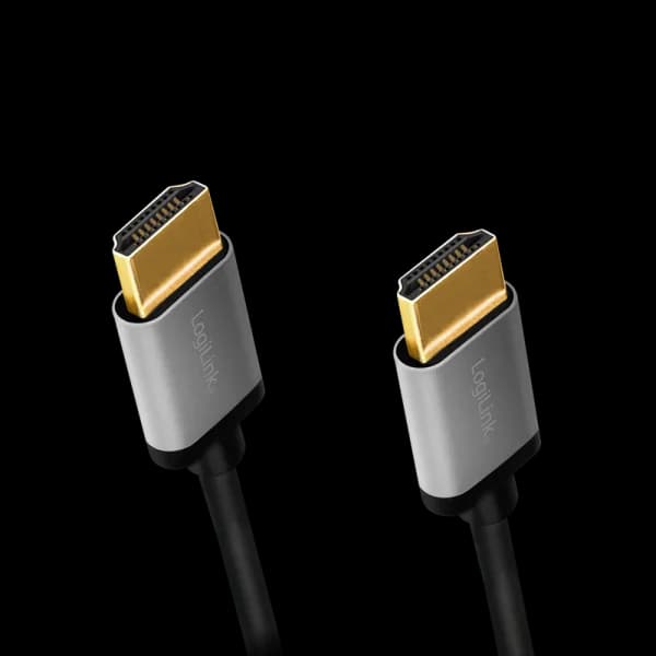 CABLU video LOGILINK, HDMI (T) la HDMI (T) 2.0, 1m, conectori auriti, rezolutie maxima 4K (3840 x 2160) la 60 Hz, aluminiu, triplu ecranaj, negru-gri, "CHA0100"